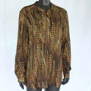 Michael Kors / Brown Feather Design Top / XL/ NWOT